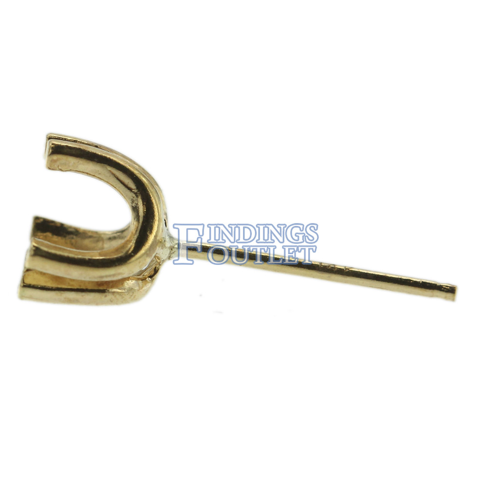 14k Yellow Gold Round Stud Earring Mounting Setting Push Back Post Double Prong
