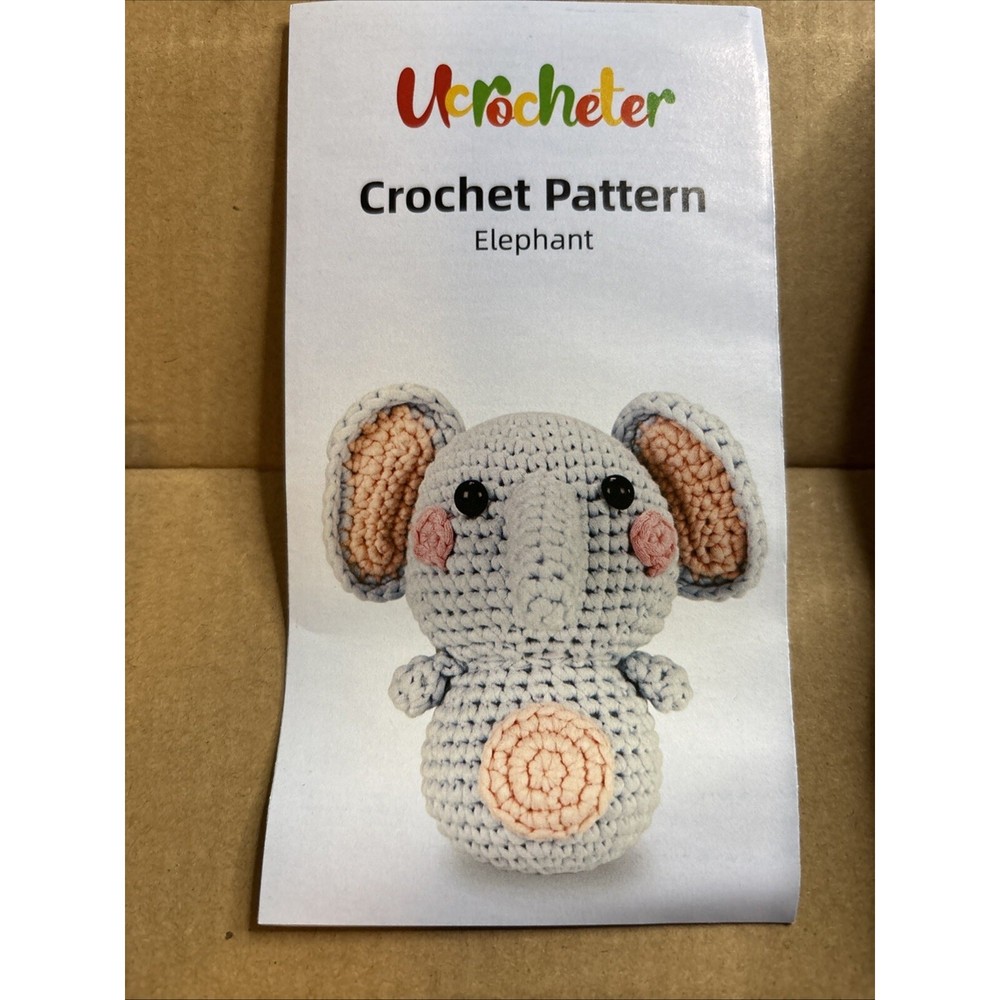 Crochet Elephant Kit with Step-by-Step Tutorial by Ucrocheter Amigurumi NEW