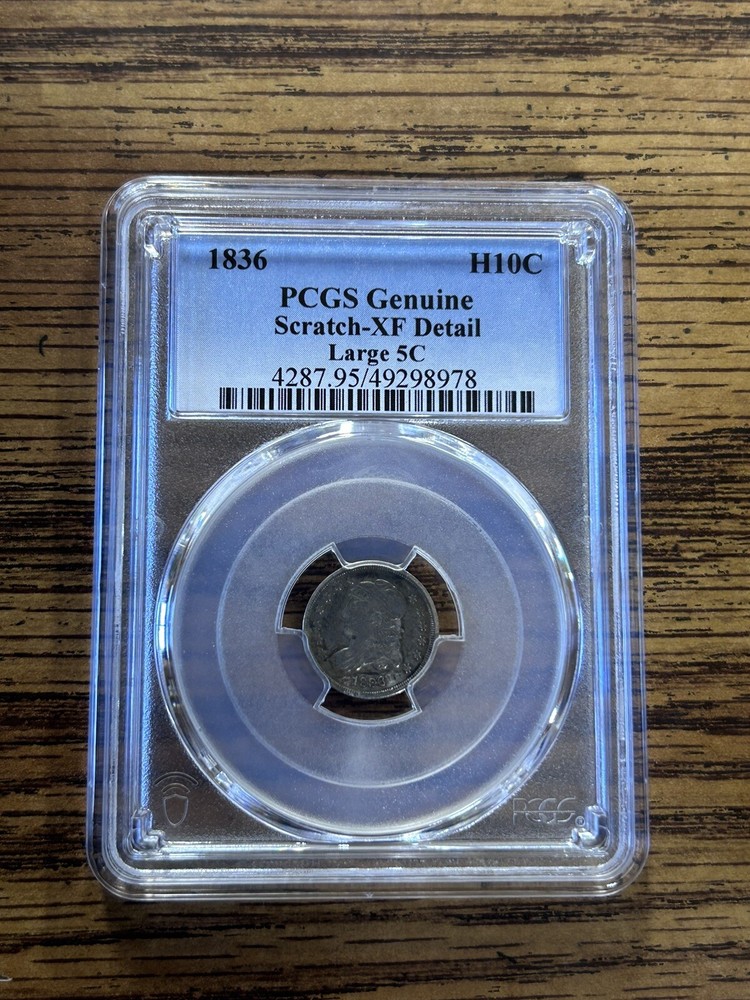 1836 Large 5C Sitting Liberty Half Dime, PCGS Certified