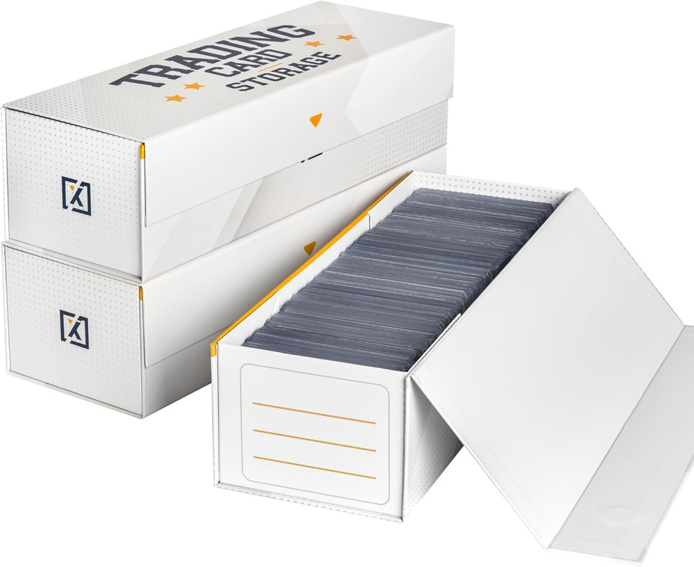 Easy Fold Trading Card Storage Box [3 PACK] Magnetic Lid | Toploader Storage Box