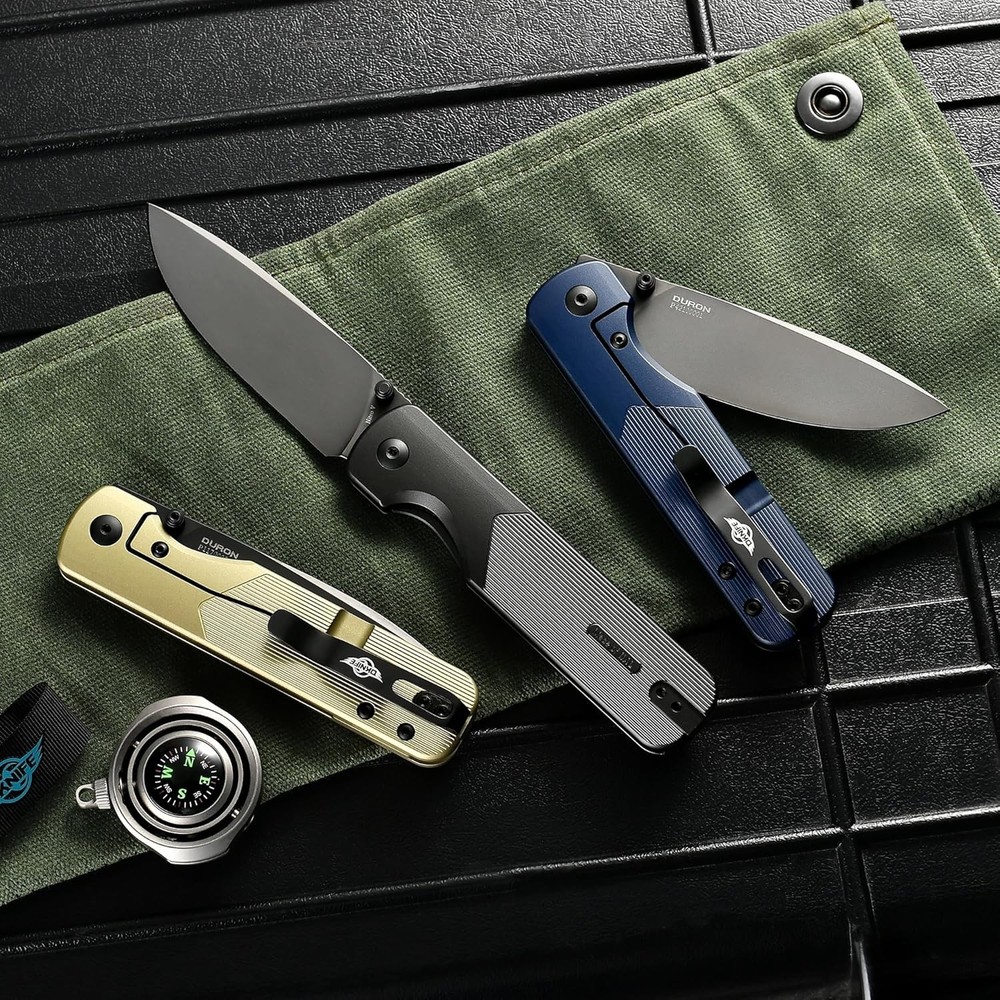 OKNIFE Duron 3.5” Folding Frame Lock Knife Nitro-V Blade EDC Tool Stealth Grey