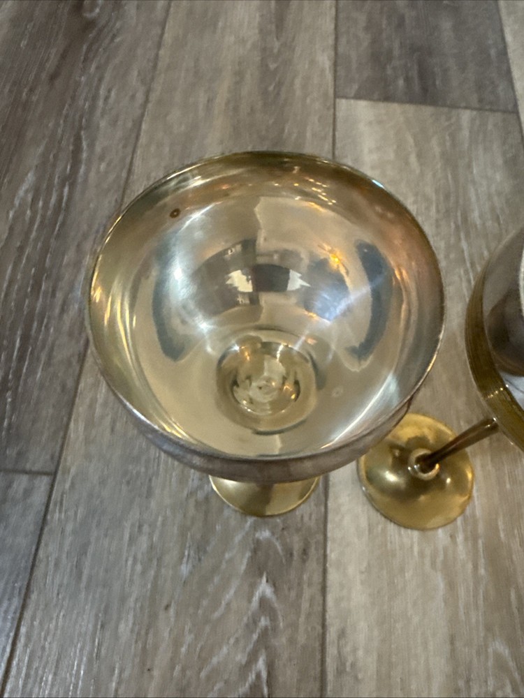 two-tone wine goblets, likely silver-plated brass