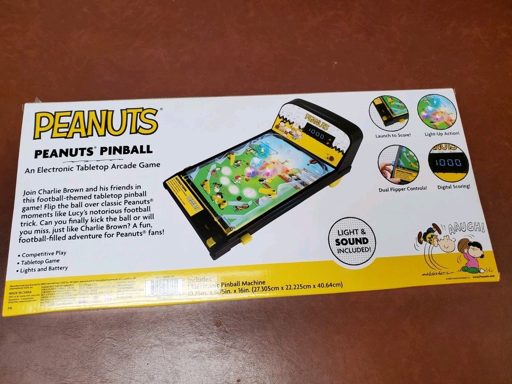 Peanuts SNOOPY Electronic Tabletop Arcade Game PINBALL Machine w/ Lights & Sound