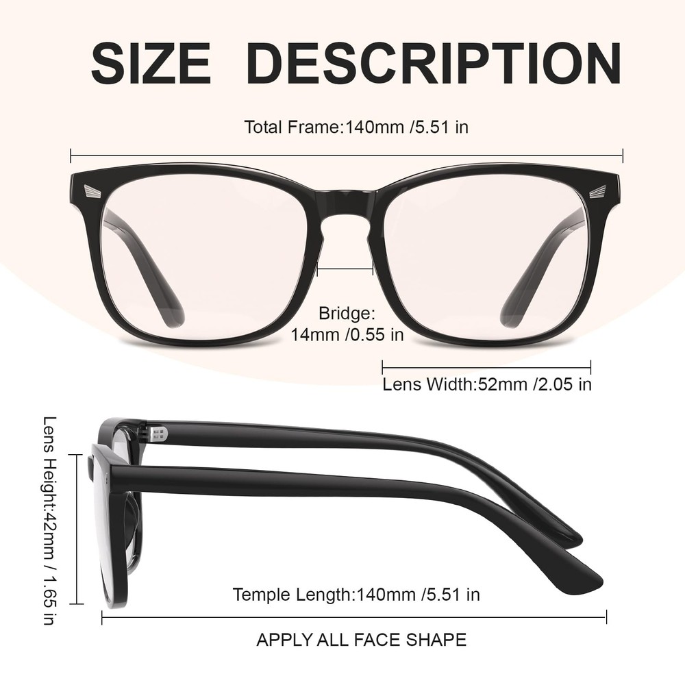 Hunsquer Blue Light Blocking Glasses for Women & Men - Computer, Phone, Gaming