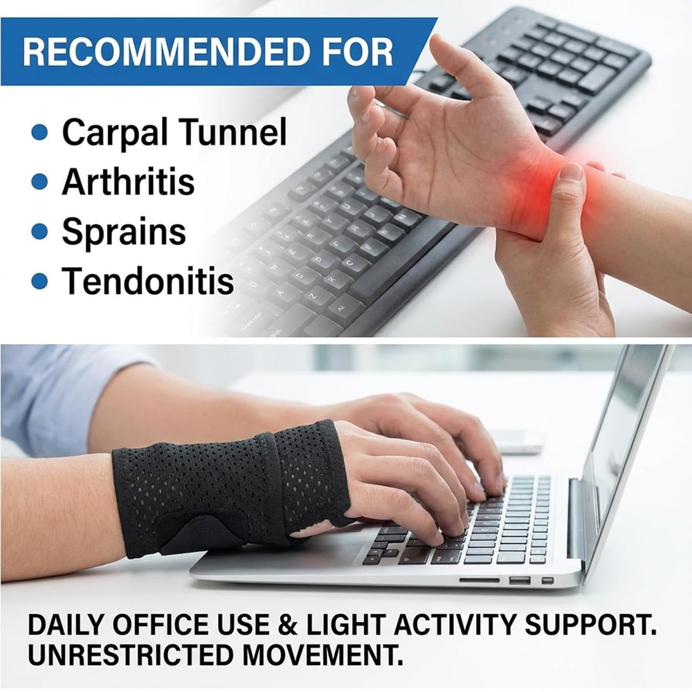 2Pcs Wrist Braces Mesh Adjustable Compression Support for Arthritis Pain Relief