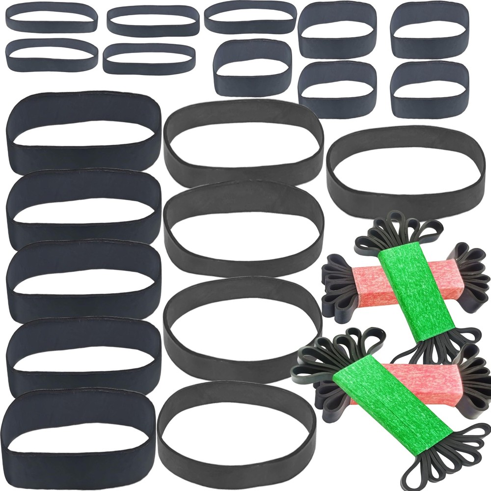 Tactical Rubber Bands - 40 Pack Assorted Sizes (2.4", 3.3", 3.7", 5") Black