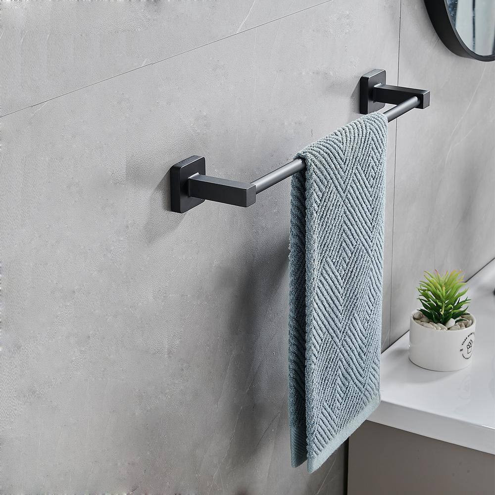 4-Piece Bath Hardware Set with Mounting Hardware in Matte Black