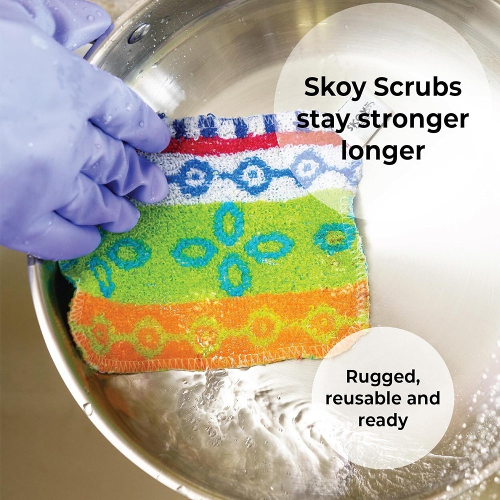 Skoy Scrub, 8-Pack Reusable, Non-Scratching Dish Scrubber 8-Pack, Assorted
