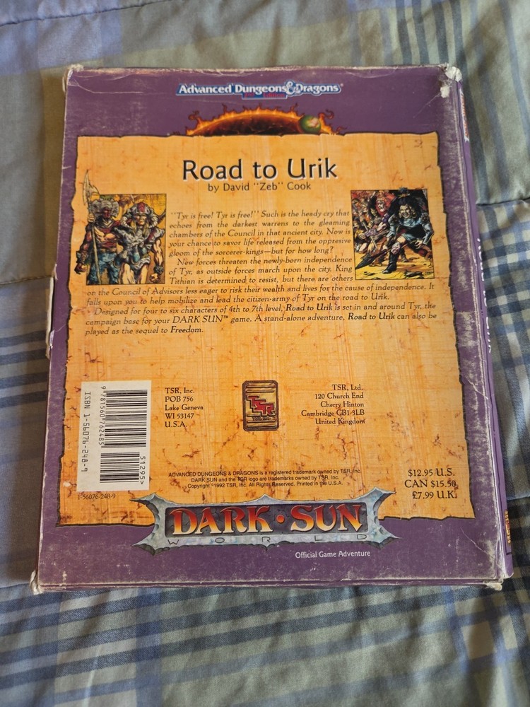 Advanced Dungeons and Dragons Second Edition Dark Sun. Road to Urik Complete