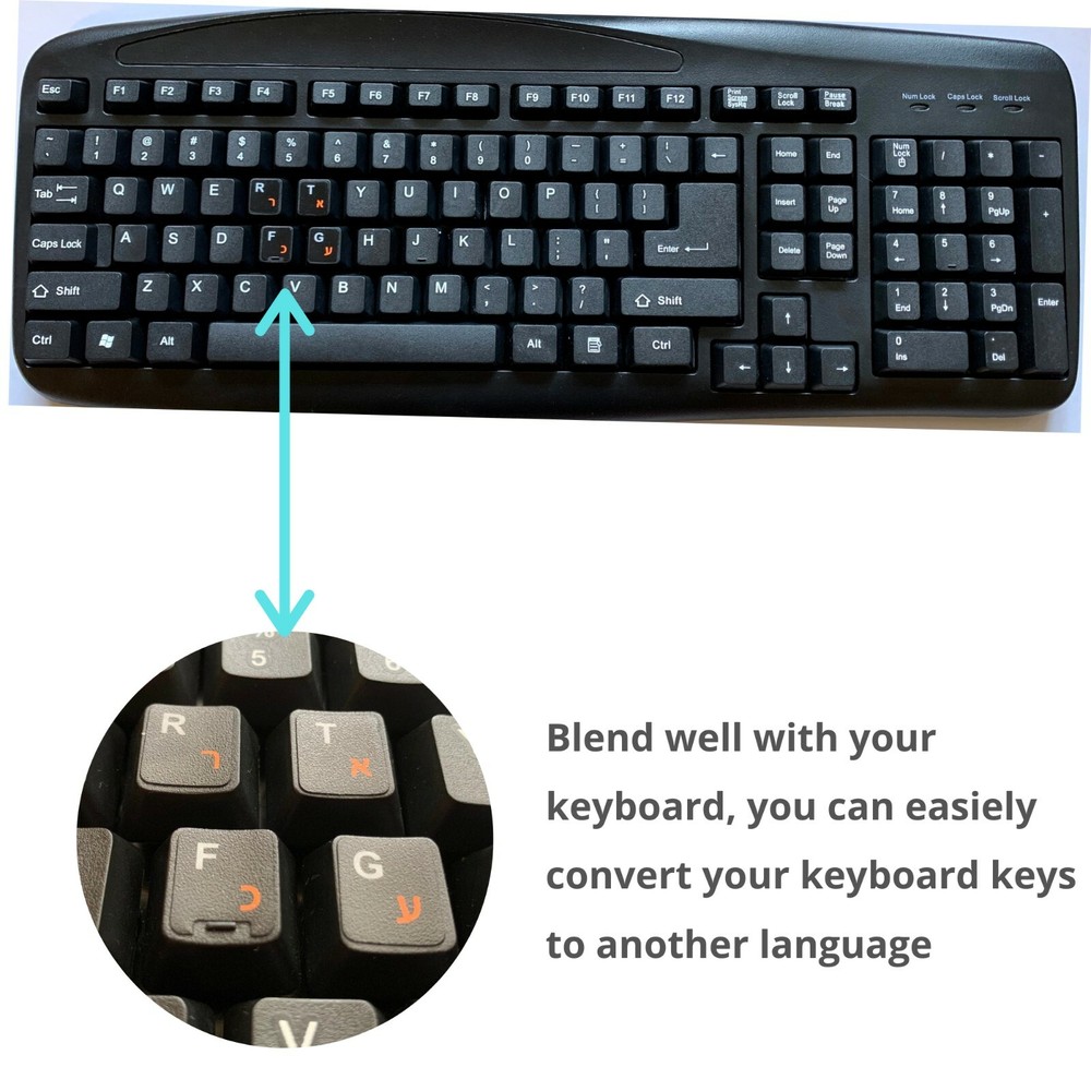 2 PCS Hebrew keyboard stickers Waterproof Replacement Computer Laptop Orange