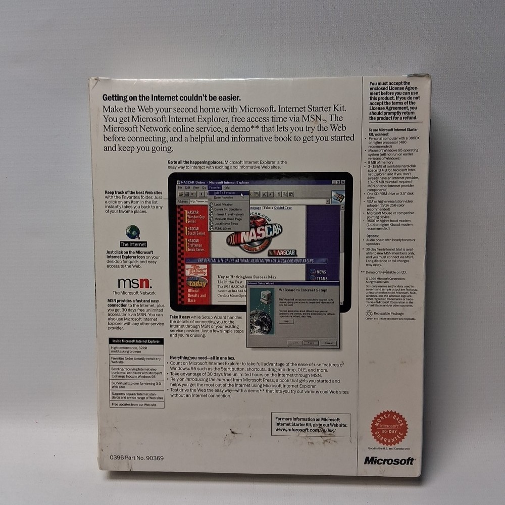 Microsoft Windows 95 CD-ROM Internet Explorer Starter Kit with Box, 1996