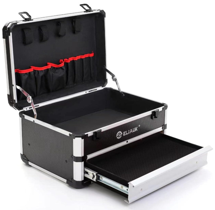 Tool Box Hard Case Organizer Storage Cabinet w/ Drawers (Silver)