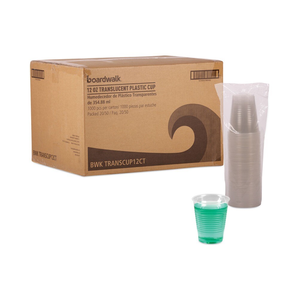 Boardwalk TRANSCUP12CT 12oz Plastic Cold Cups - Translucent (1000/CT) New