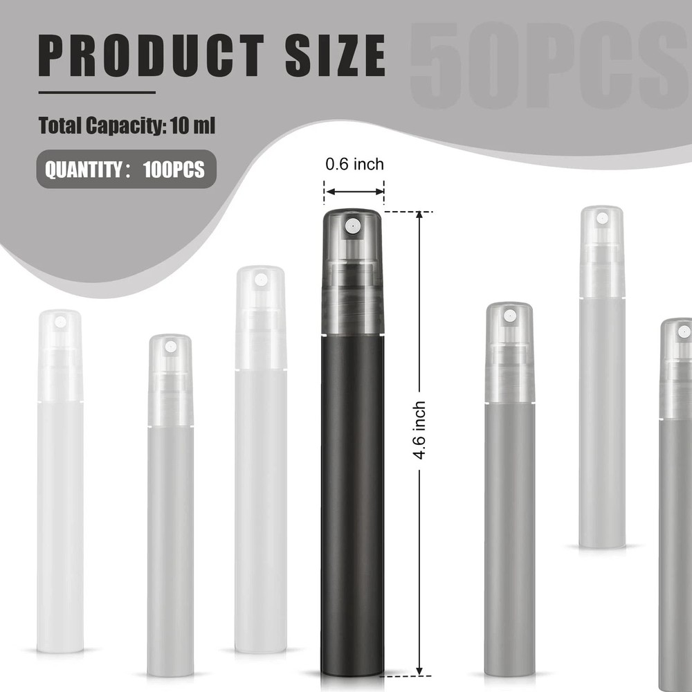 10ml Travel Perfume Spray Bottles Refillable Mini Plastic Atomizers 100pc