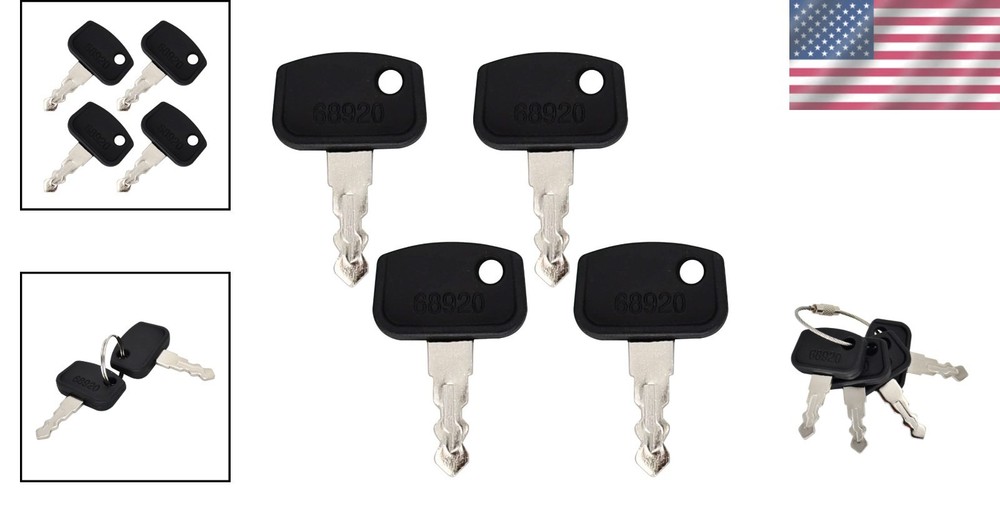 Reliable PL501-68920 Ignition Keys for Kubota UTV and Tractor Models - 4 Pack