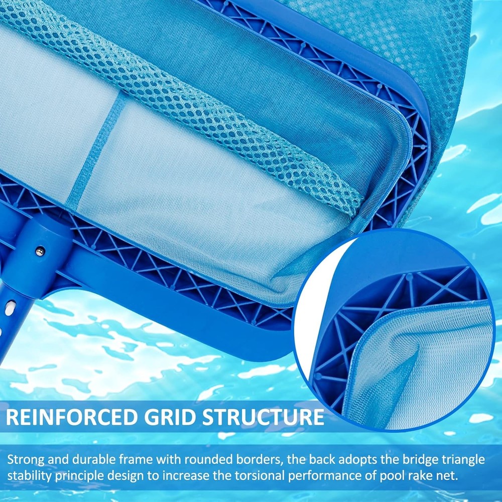 Swimming Pool Skimmer Net Fine Mesh Leaf Rake with Deep Bag