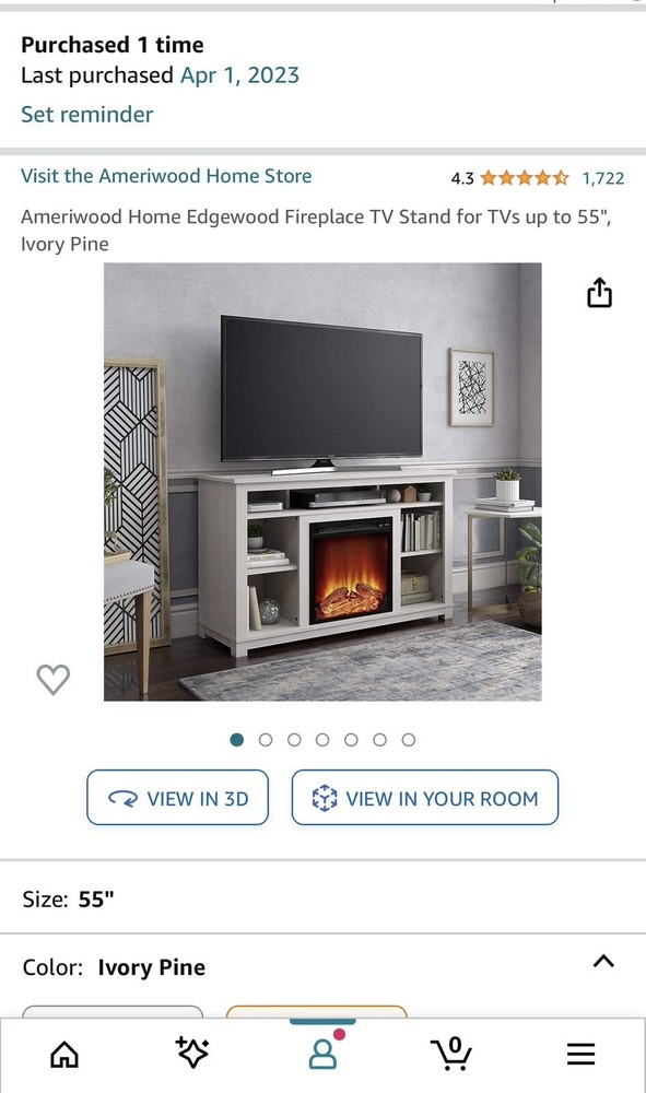 ameriwood home edgewood fireplace TV stand for TVS up to 55”