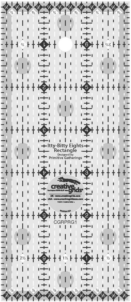 Creative Grids 3" x 7" Itty-Bitty Eights Rectangle Sewing and Quilting Ruler