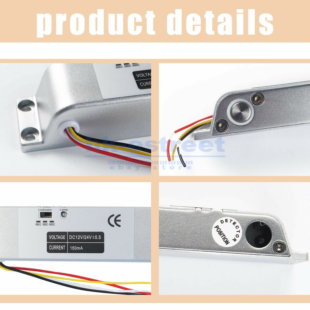 Electric Drop Bolt Lock DC 12V Fail-Safe NC Mode Electronic Door Lock for Access