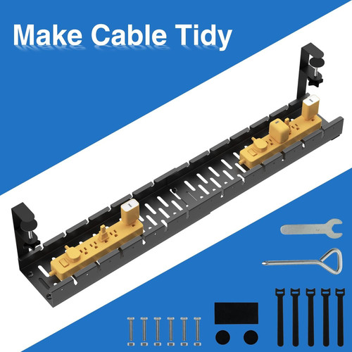 No Drilling Extendable Under Desk Cable 1 Pack Black 31'