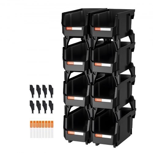 VEVOR Plastic Stackable Storage Bins,10.9x5.5x5.1nch (8 Pack),Plastic Containesh