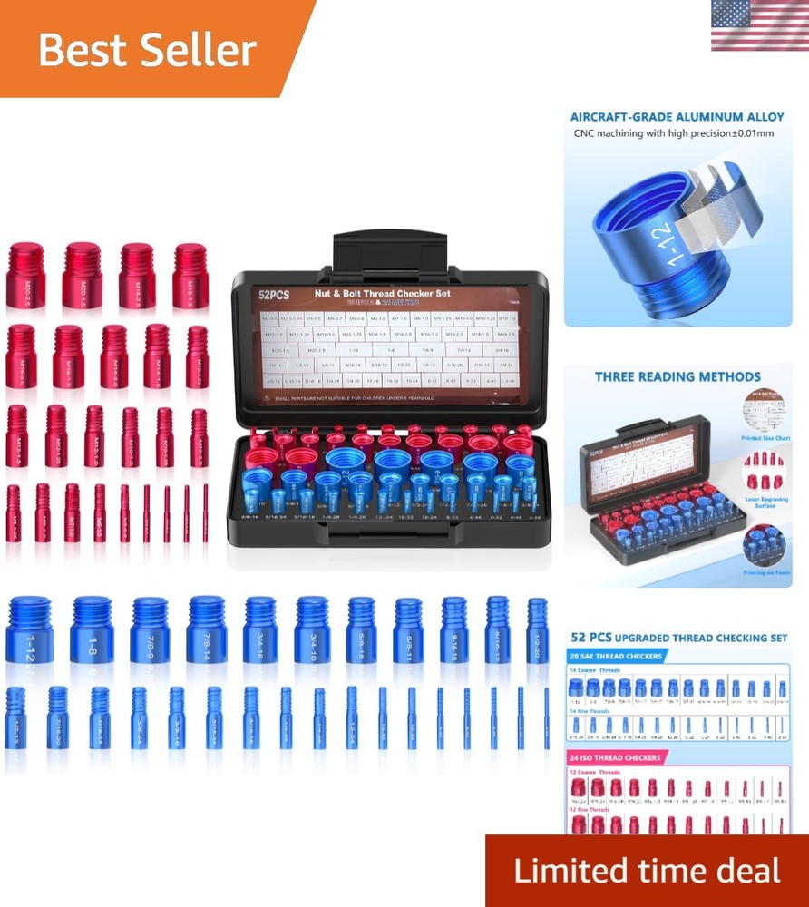 52PCS Thread Checker, Nut and Bolt Thread Checker, Thread Checker Kit in Stan...
