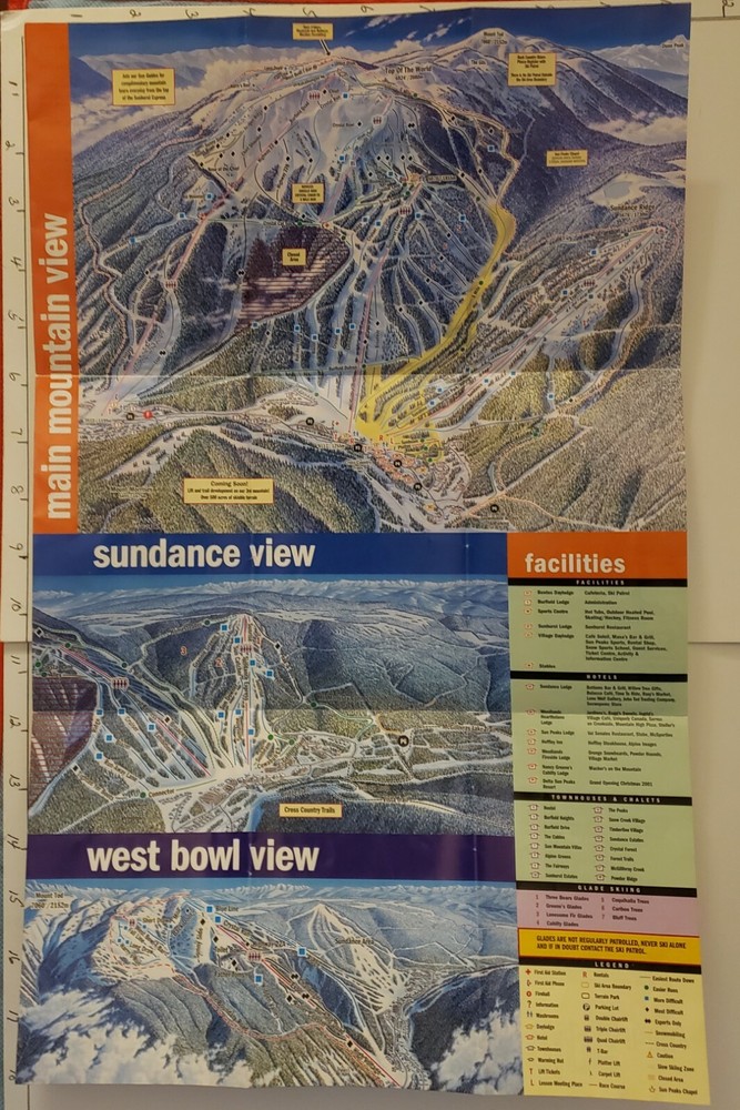 2000/01 SUN PEAKS SKI RESORT TRAIL MAP CANADA. EX CONDITION