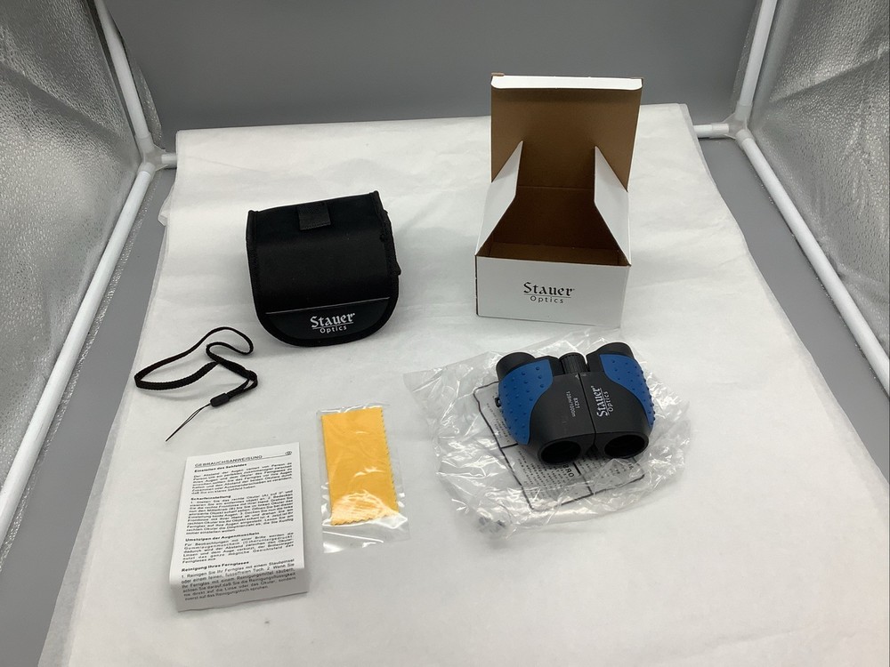 Stauer Optics Binoculars With Protective Case & Box - Compact Travel Size (Blue)