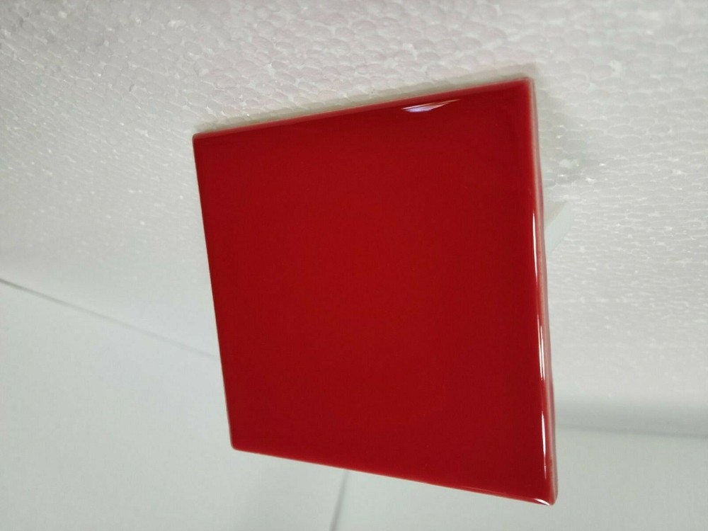 Candy Apple Red Ceramic Tile 4.25 in Subway Subway Square Mid Century Modern