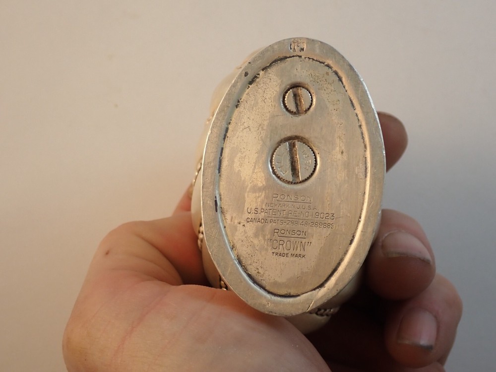 Vintage Ronson "CROWN" Silver Plate Table Lighter Rare Nice