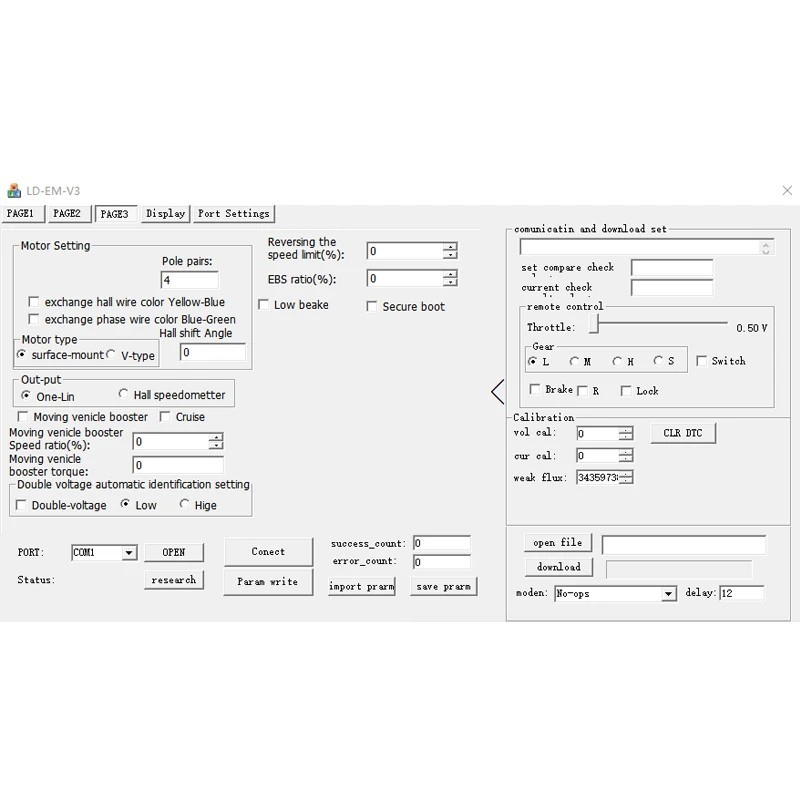 VOTOL Controller EM150-2EM200-2/EM260 Software USB Computer Programming Data CAN
