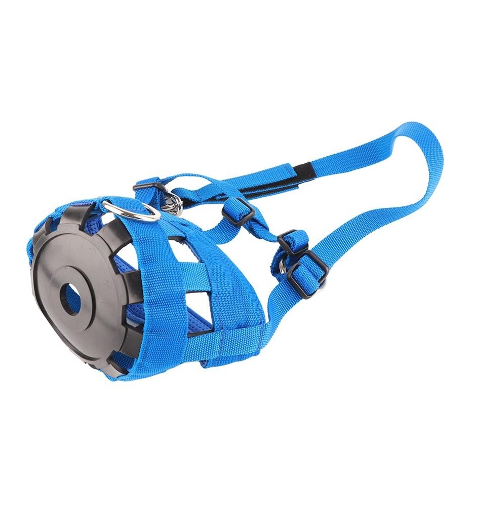 Blue Nylon Horse Grazing Muzzle & Anti-Bite Halter with Adjustable Fastener