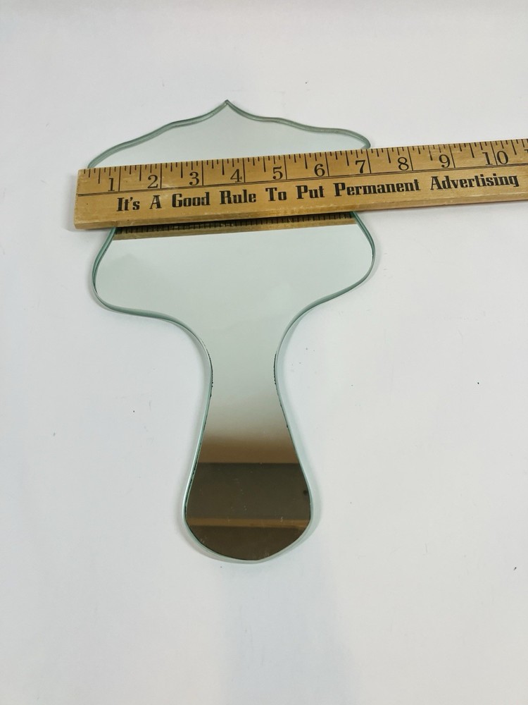 Handmade Glass Hand Mirror Unique Shaped Handle Vanity Accessory Princess