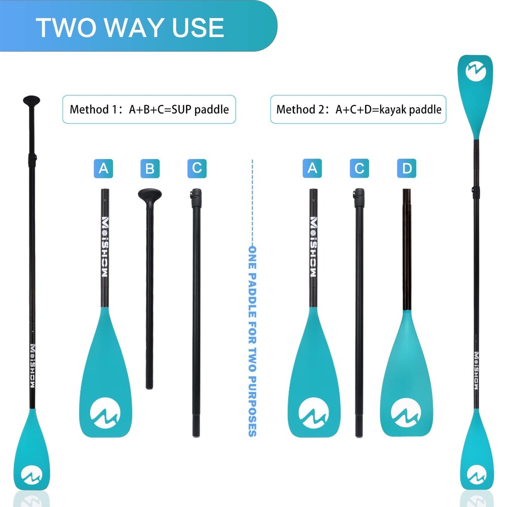 SUP Paddle Board Paddle - Adjustable Paddleboard Paddle Oar 4-Piece Floating ...