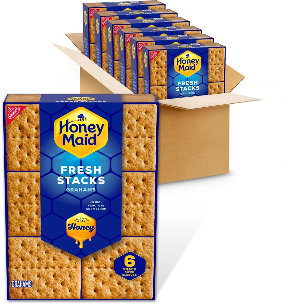 Fresh Stacks Graham Crackers, Bulk Travel Snacks, 6 Boxes (36 Multi Snack Packs)