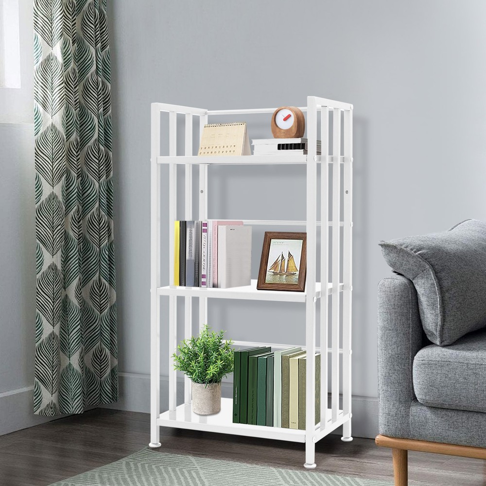 Open Shelf Bookcase, 3-Tier Display Rack, White, Baking Paint, Floor Mount