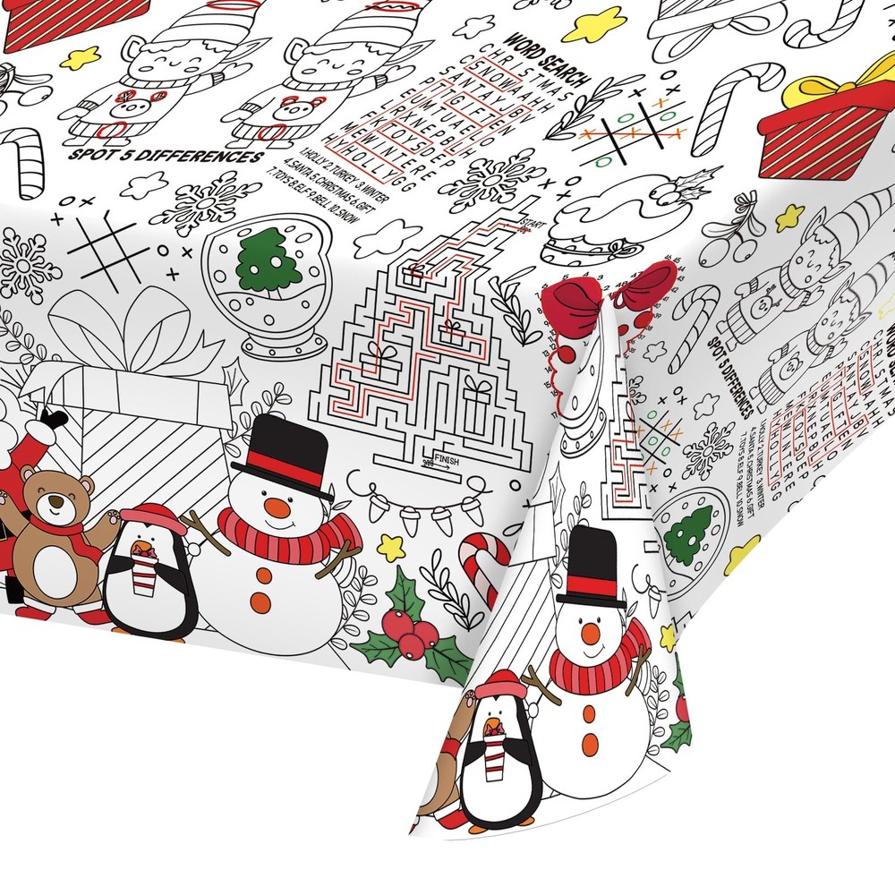 Gatherfun Kids' Christmas Disposable Coloring 108" x 54" (Rectangular), White