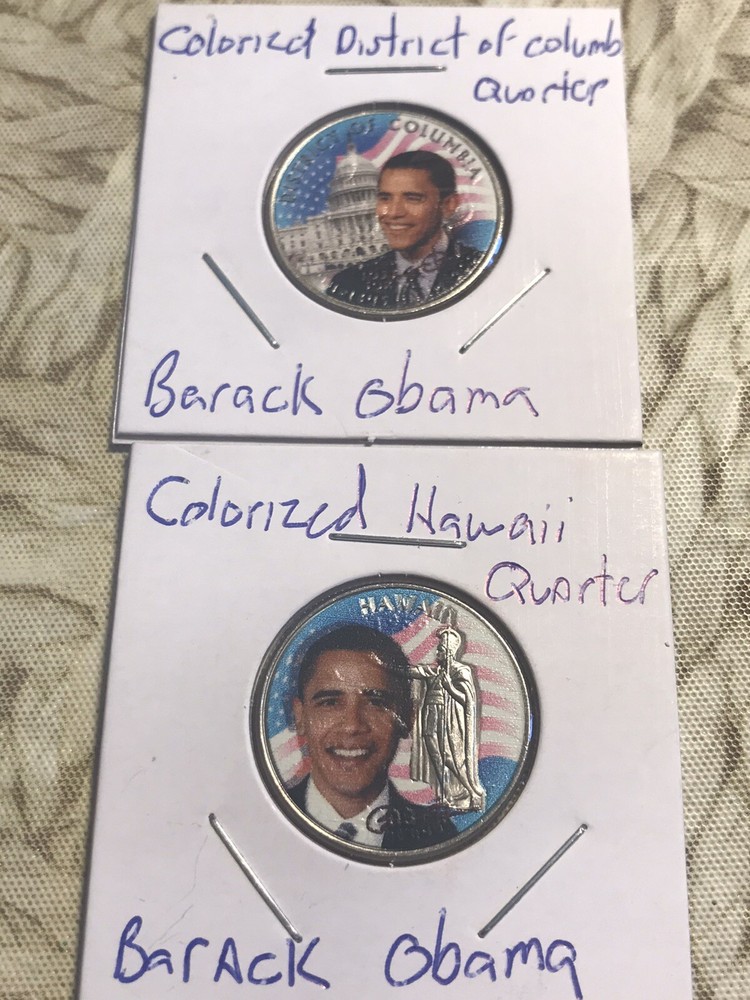 Two Colored Quarters With Barack Obama