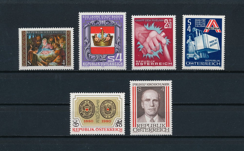 Austria #1141-6 MNH, Single Issues from 1980