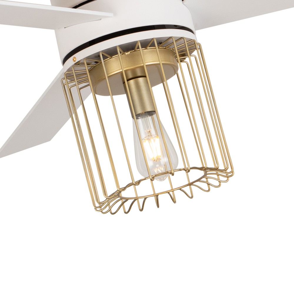 48In LED Indoor White Ceiling Fan W/ Light Kit and Remote Controller Modern