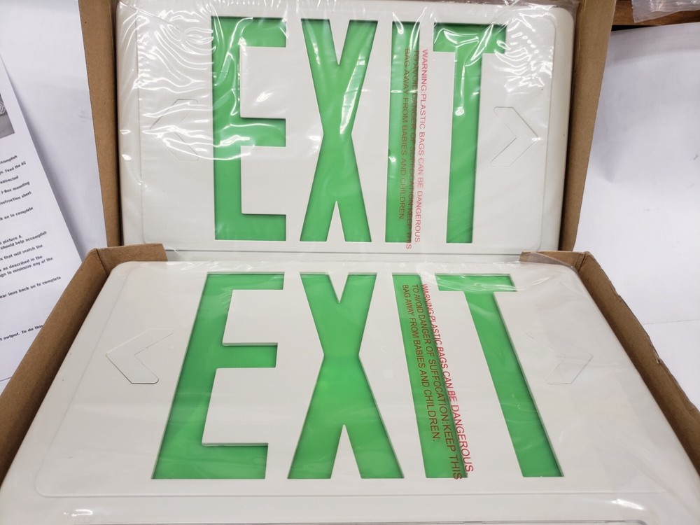 Light Pipe 013316 LED Exit Light Combo Green Letter / White Housing
