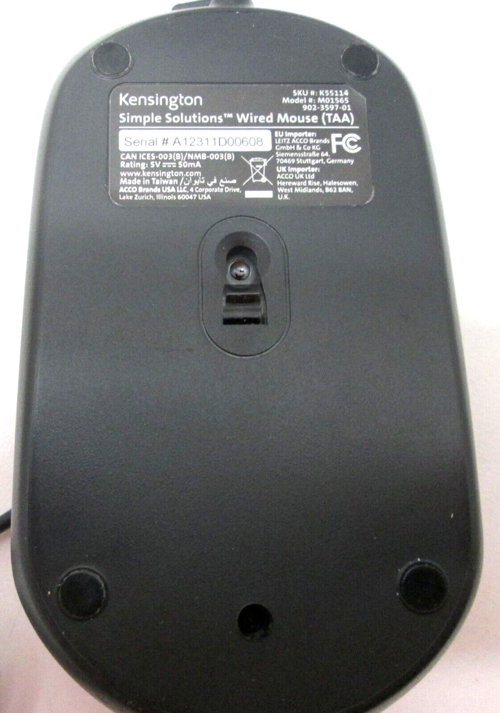 Kensington Simple Solutions 2 button USB Wired Mouse in Black