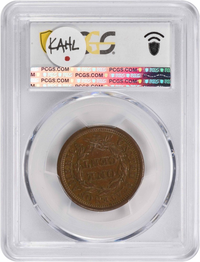 1855 Large Cent Knob on Ear AU58 PCGS