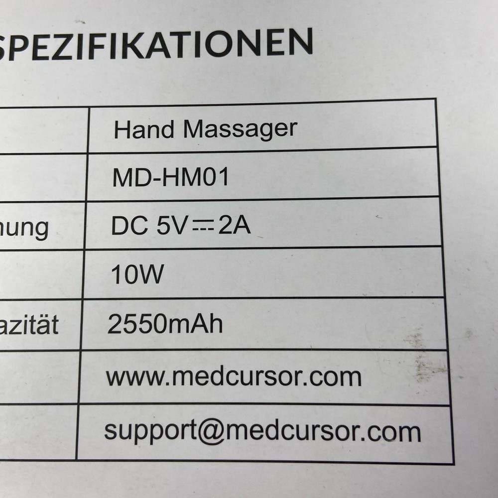 Medcursor Hand Massager Black Heat & Compression MD-HM01