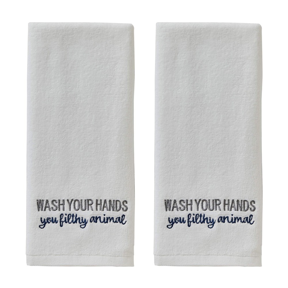 Wash Your Hands Hand Towel (2-Pack), White