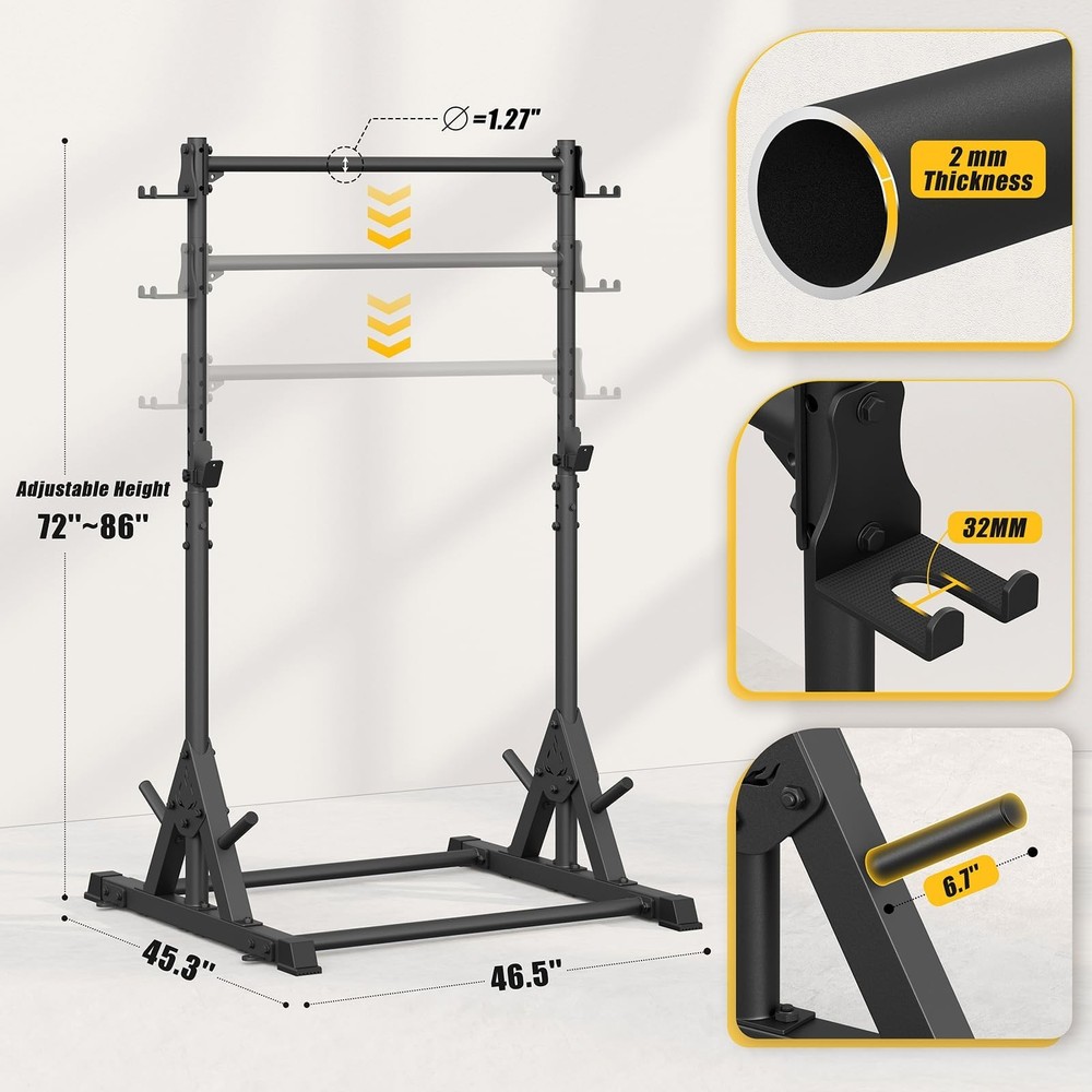Squat Rack with Pull Up Bar, Heavy Duty 600LBS Weight Capacity Squat Rack