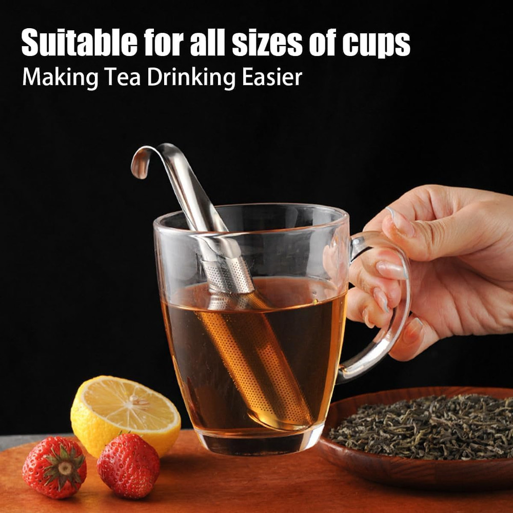 2PCS Stainless Steel Tea Infuser Filter with Hook Handle Loose Leaf Tea Strainer