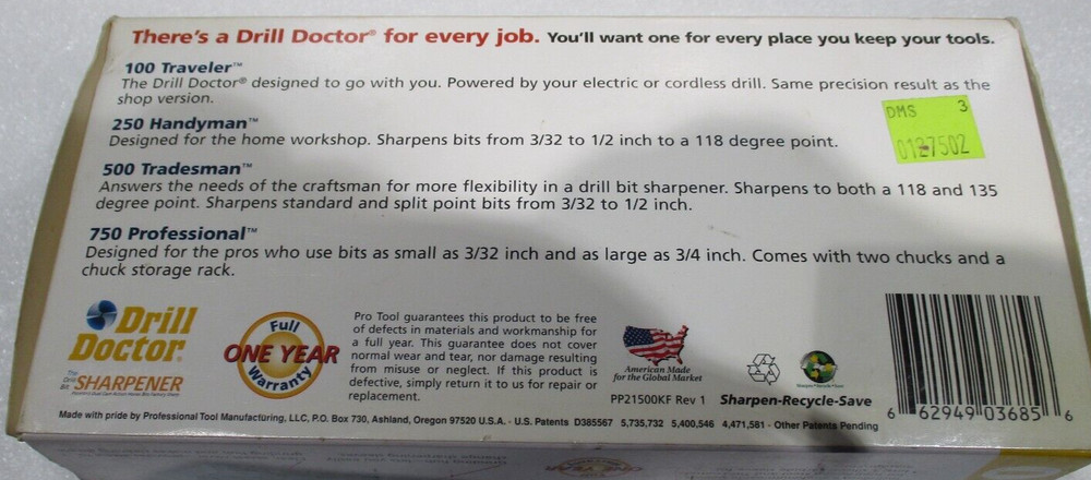 Drill Doctor 100 Drill Bit Sharpener Tool Equipment
