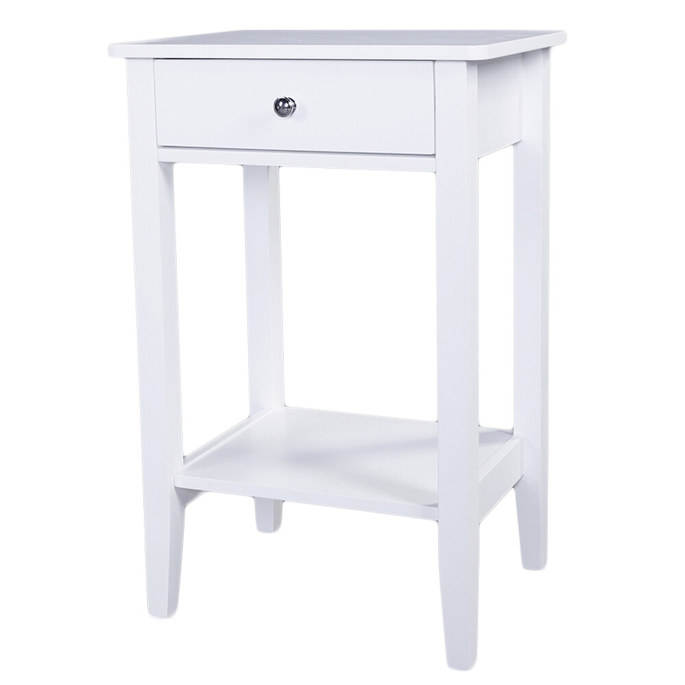 AUTOFOREVER White  Paint Pull Ring Handle  Single Drawer Bedside Table