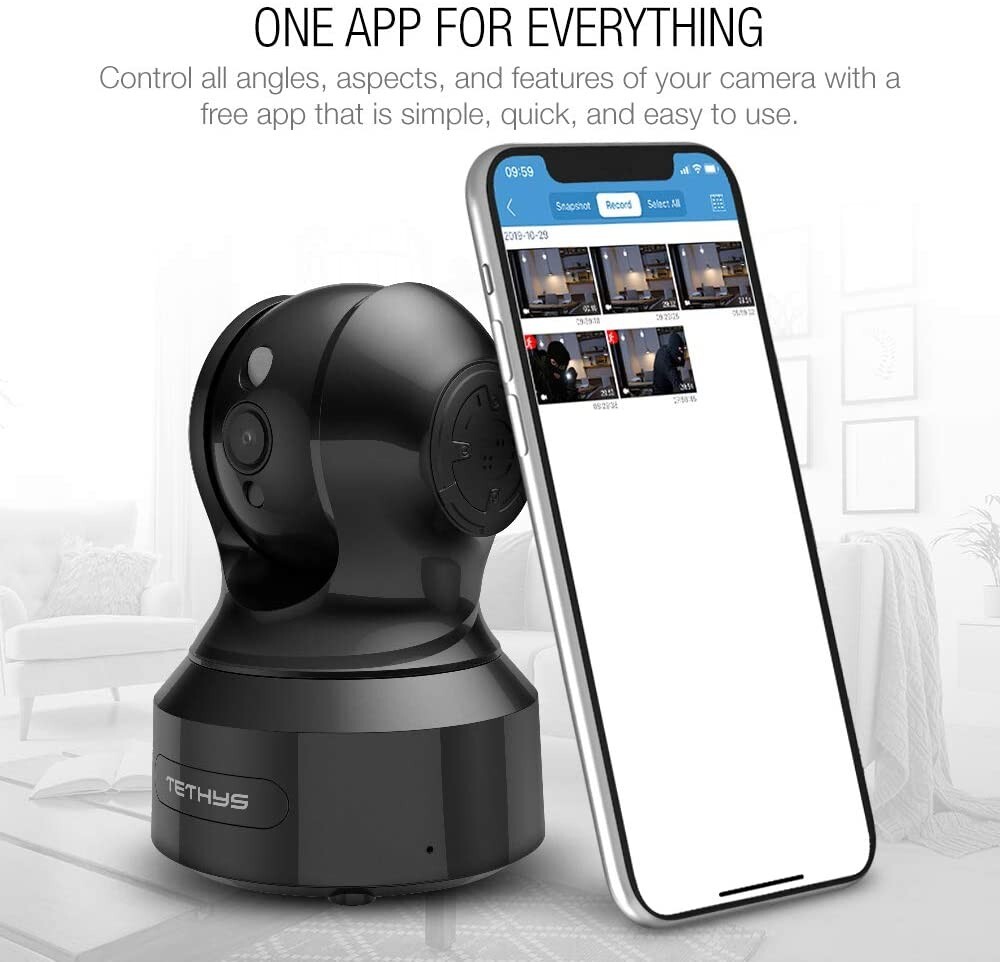 TETHYS Wireless Security Camera 1080P Indoor Work w/Alexa - Used